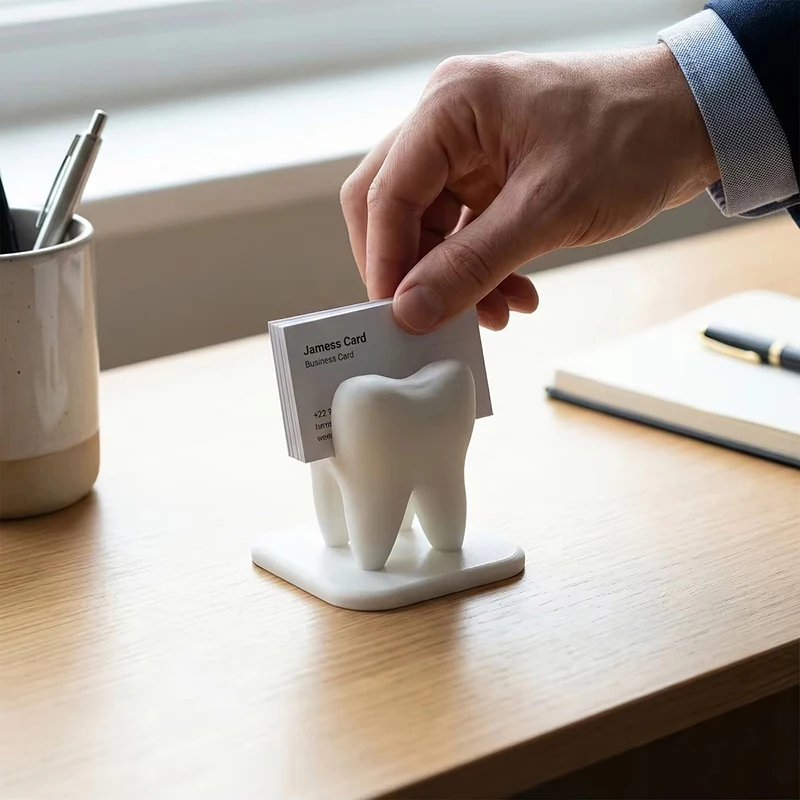Kreative Zahn-Styling Visitenkarten-Aufbewahrungsbox Präsentationsständer für Klinik-Empfangstheke Desktop-Dekoration Ornamente