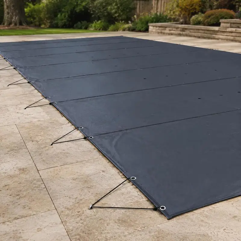 Bâche de piscine hivernale à bulles, PVC Anthracite 650-680 g/m², bâche solaire rectangulaire pour piscine, 4 x 7 m, maille fine pour piscines résidentielles, jardins, hôtels et piscines d'ingénierie