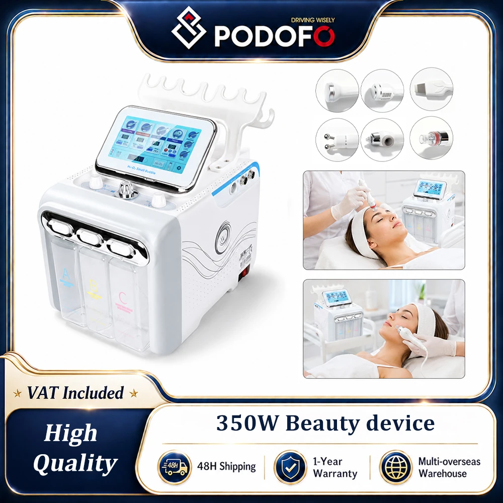 Appareil de soin du visage Podofo 6/7 en 1 Hydra Aqua, nettoyage en profondeur, rajeunissement de la peau, peeling aquatique, équipement de soin du visage pour salon et usage domestique, injection