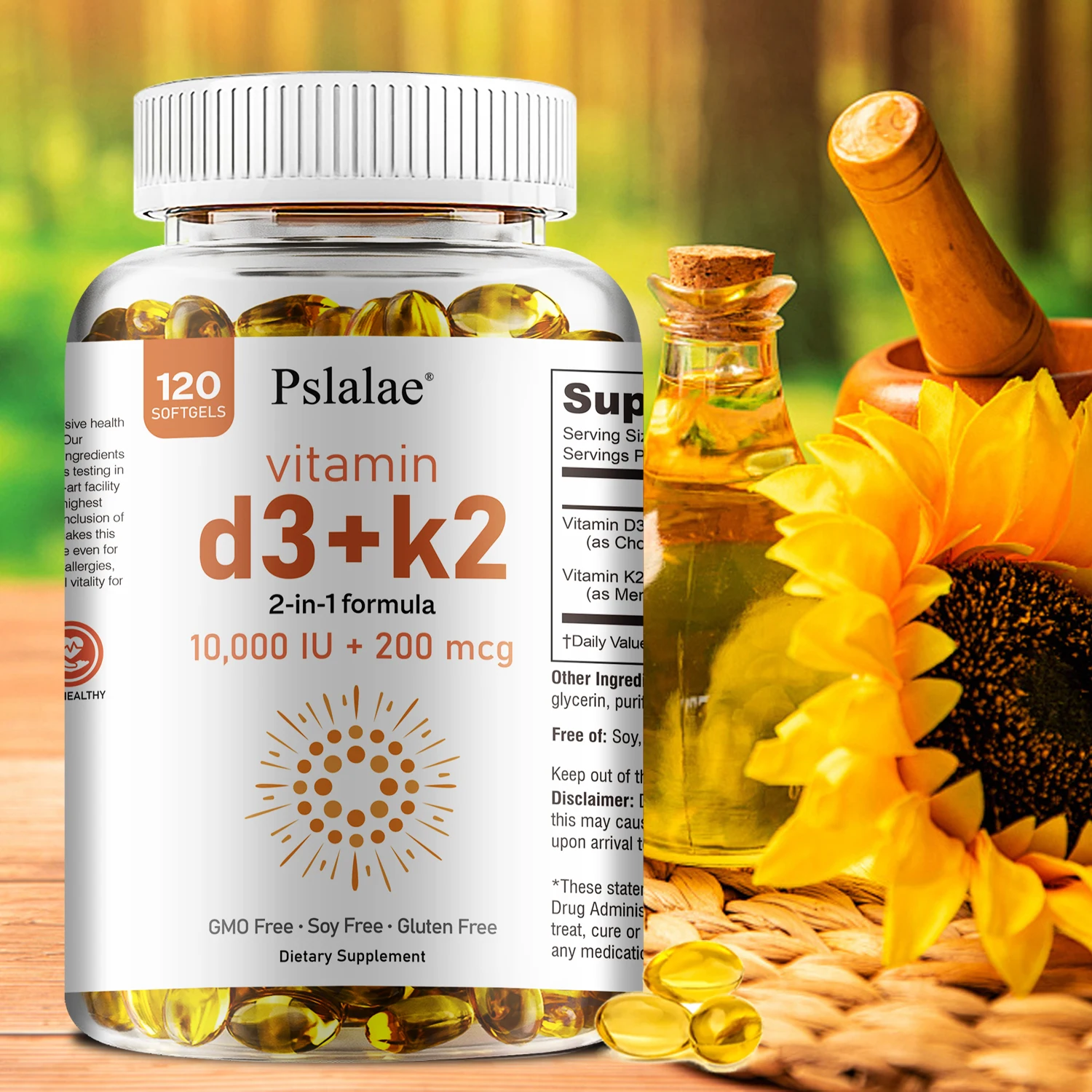 Vitamin D3 with K2 - Immune Support, Healthy Muscle Function and Bone Health, for Heart, Joint Health