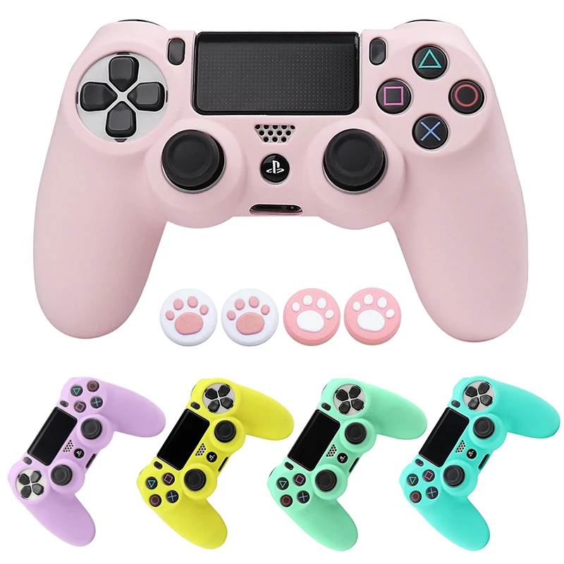 Soft Silicone Protective Control Cover For Playstation 4 Controller Skin PS4 Gamepad Case with Joystick Grip Caps