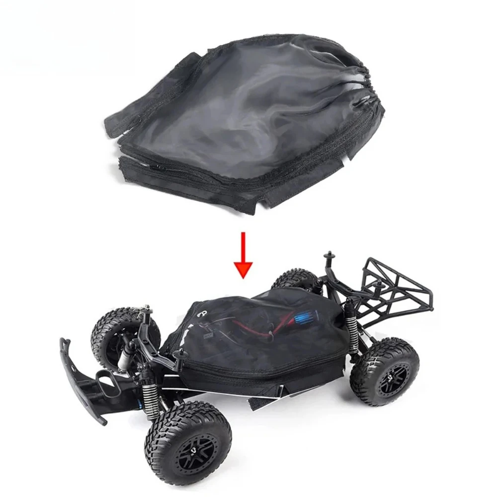 Zipper Type Nylon Mesh Dust Mud Proof Cover for 1/10 RC Short Course Truck Chassis, Fits Traxxas Slash Huanqi HQ 727 Remo Hobby