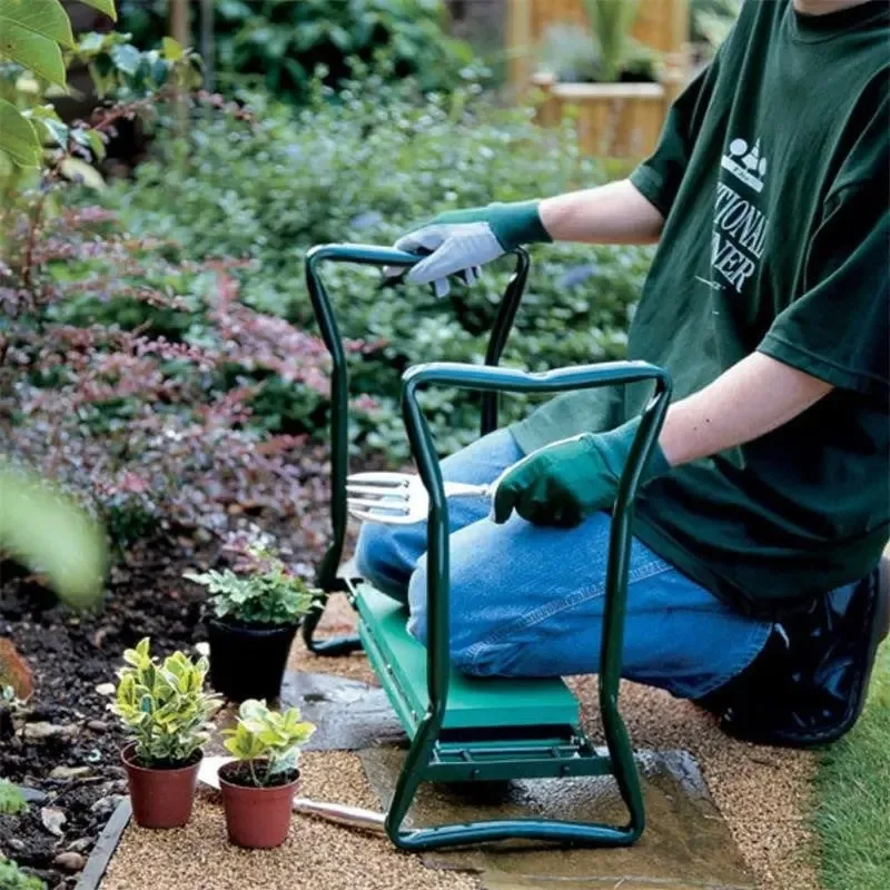 Banc de jardinage d'extérieur avec sac à outils inclus, tabouret de jardinage d'extérieur, banc à outils de jardin
