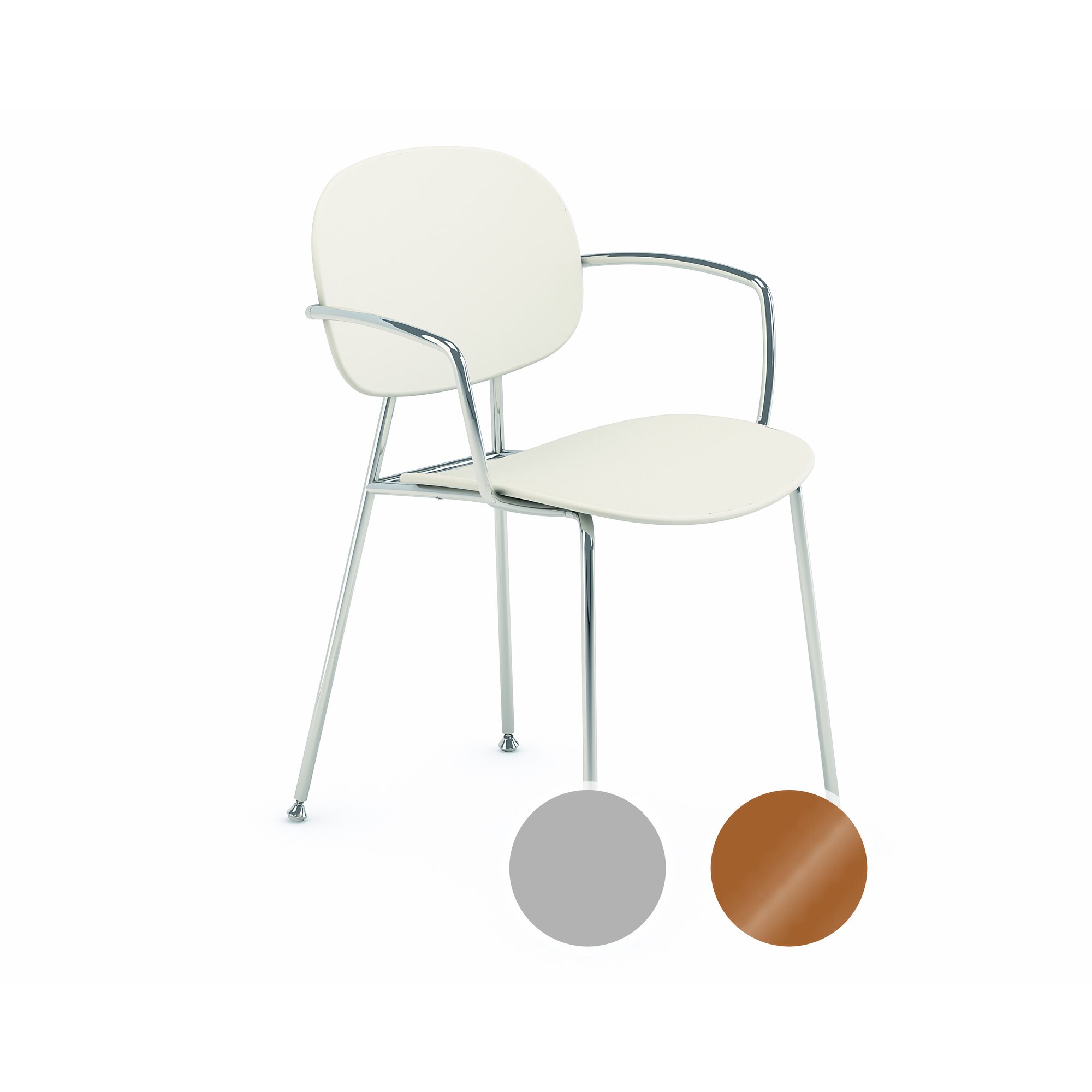 infiniti »TONDINA POP« 4 Legs mit Armlehne Designer-Stuhl AC01 verchromt / R1034 Pfirsich