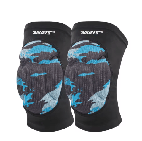 AOLIKES Protective Knee Pads High Elastic Basketball Knee Sleeves With Thick Sponge Cushioning For Volleyball & Sports blue Camo