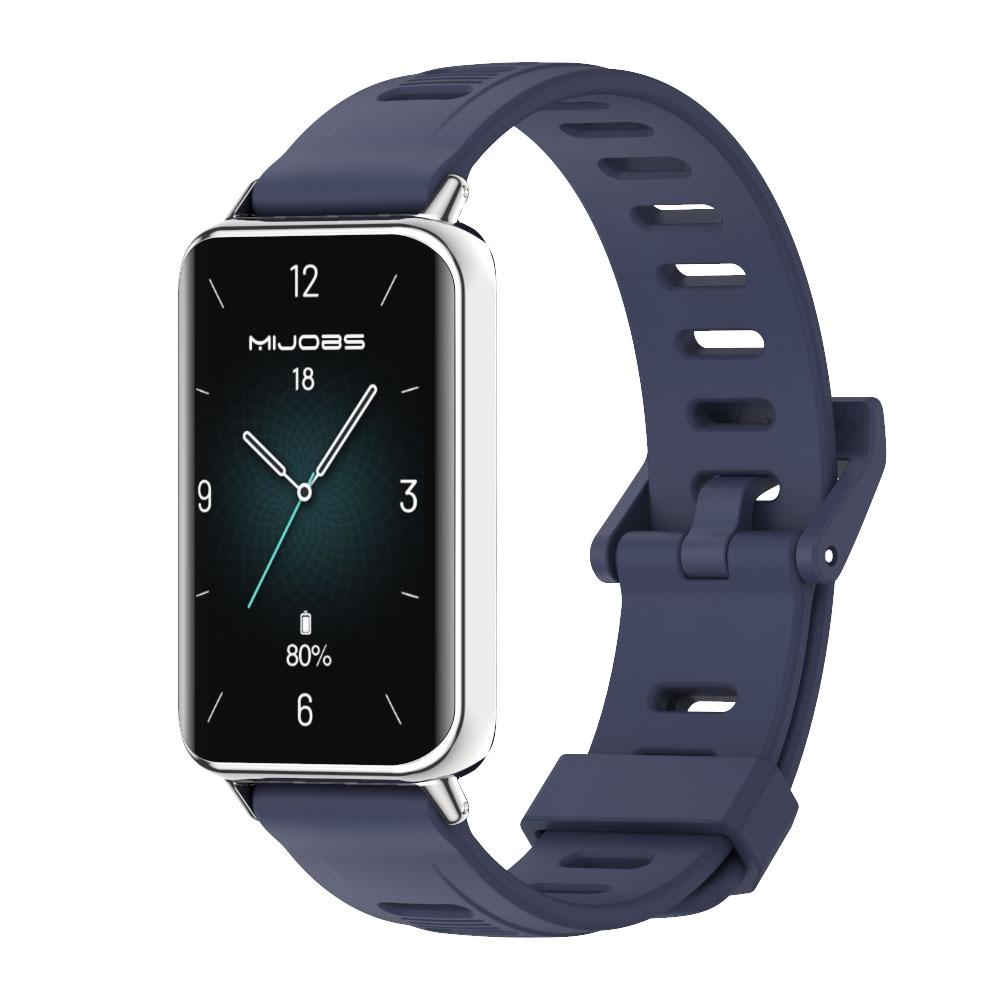 MIJOBS Honor Band 10 Watch Band Breathable TPU Watch Strap For Honor Band 10 9 Adjustable Replacement Band midnight Blue Silver