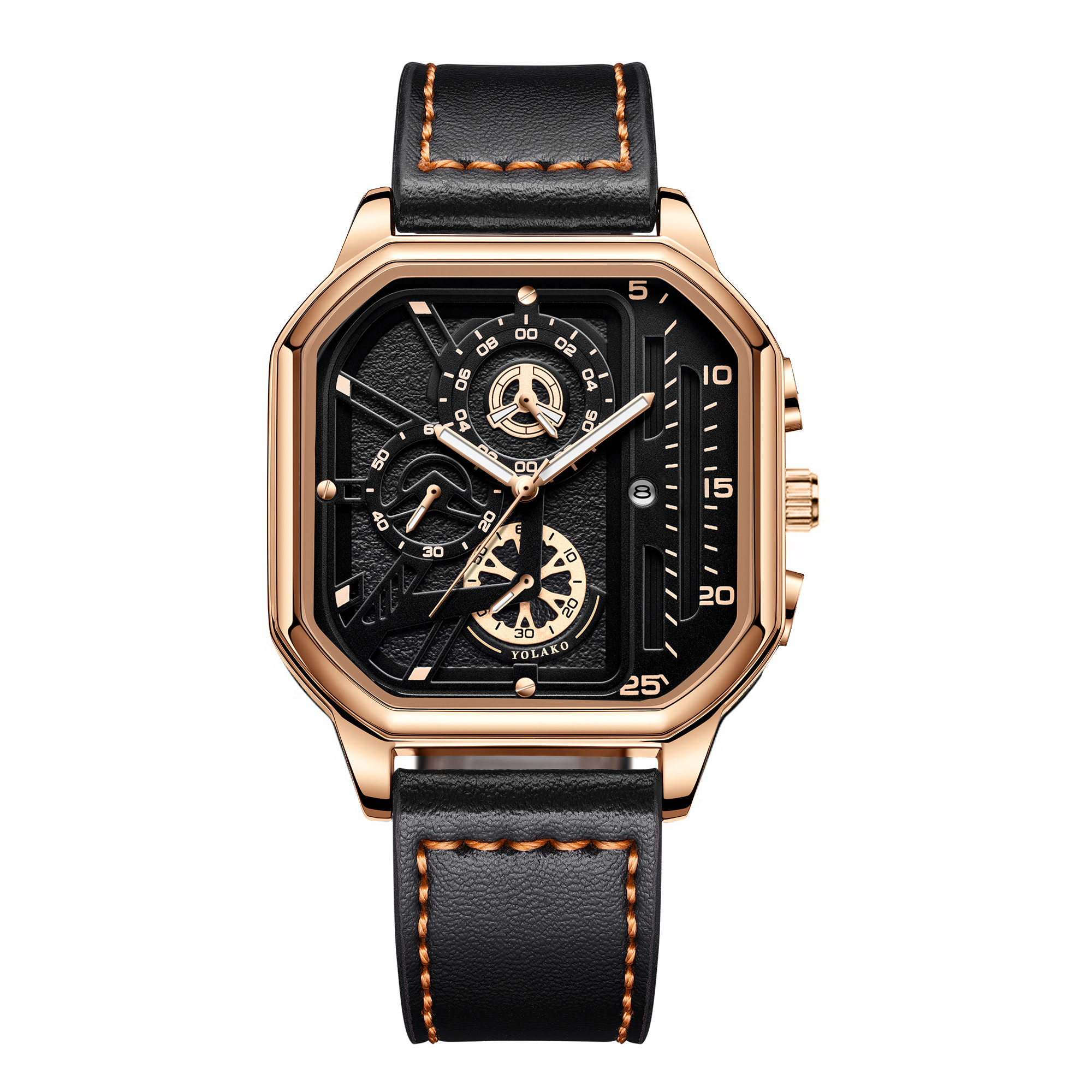 Prestige Men Square Watch With Big Dial & Leather Strap c