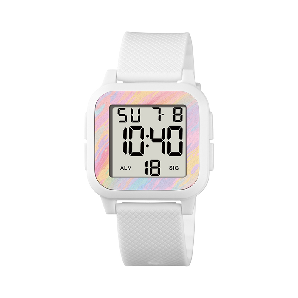 Digital Sports Watch Waterproof Military Wristwatch With Alarm & Stopwatch white