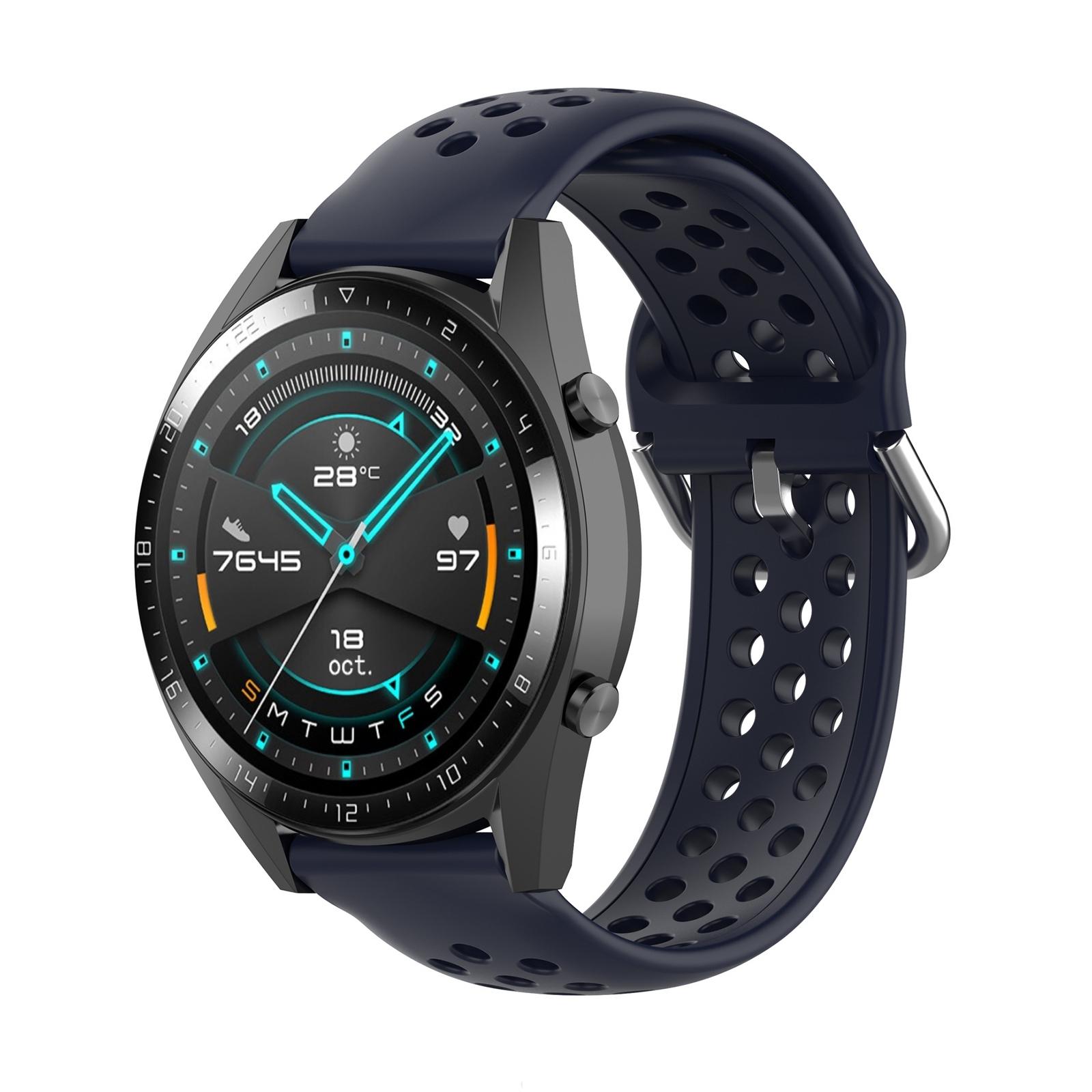 Huawei Watch GT GT2 22mm Sport Watch Band Soft Silicone Watch Strap With Secure Clasp dark Blue