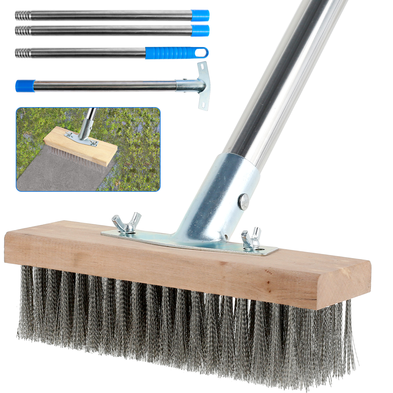 Heavy Duty Stainless Steel Wire Floor Brush For Garage, Patio & Tile Deep Cleaning Scrubber Heavy Duty Stainless Steel Wire Floor Brush For Garage, Patio & Tile Deep Cleaning Scrubber