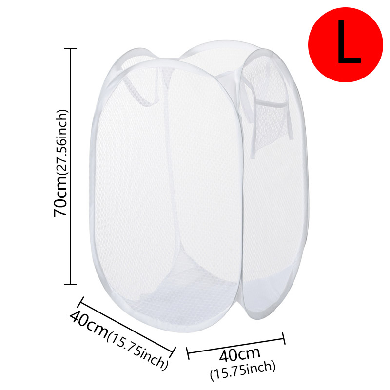 Large Capacity Mesh Laundry Hamper Dirty Clothes Basket For Bathroom And Bedroom white L