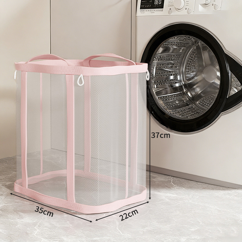 Large Collapsible Laundry Basket Foldable Mesh Laundry Hamper With Handles d