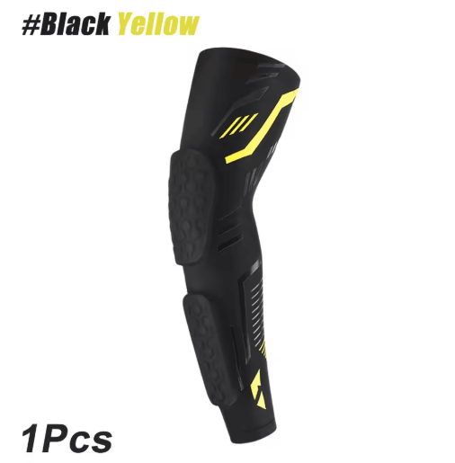 Padded Sports Arm Sleeve With Elbow Protection Compression Arm Guard For Basketball, Football & Training black Yellow m