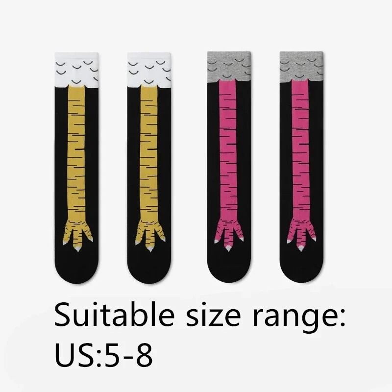 Funny Chicken Paw Knee High Novelty Socks black & Purple (2 Pairs) 47 Cm