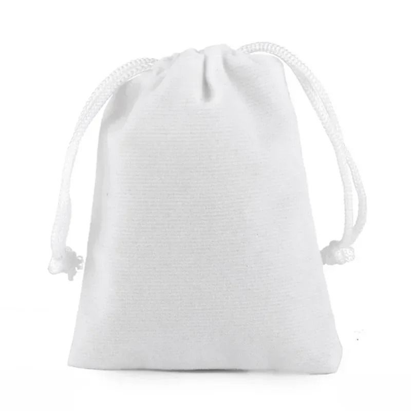 2 Piece Velvet Drawstring Jewelry Pouches white 2 In X 2.8 In