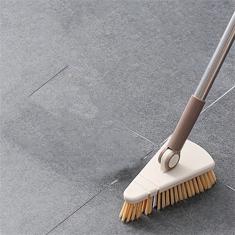 Triangle Floor Brush With Long Handle Detachable Floor Scrub Brush For Bathroom Kitchen & Tile Cleaning khaki