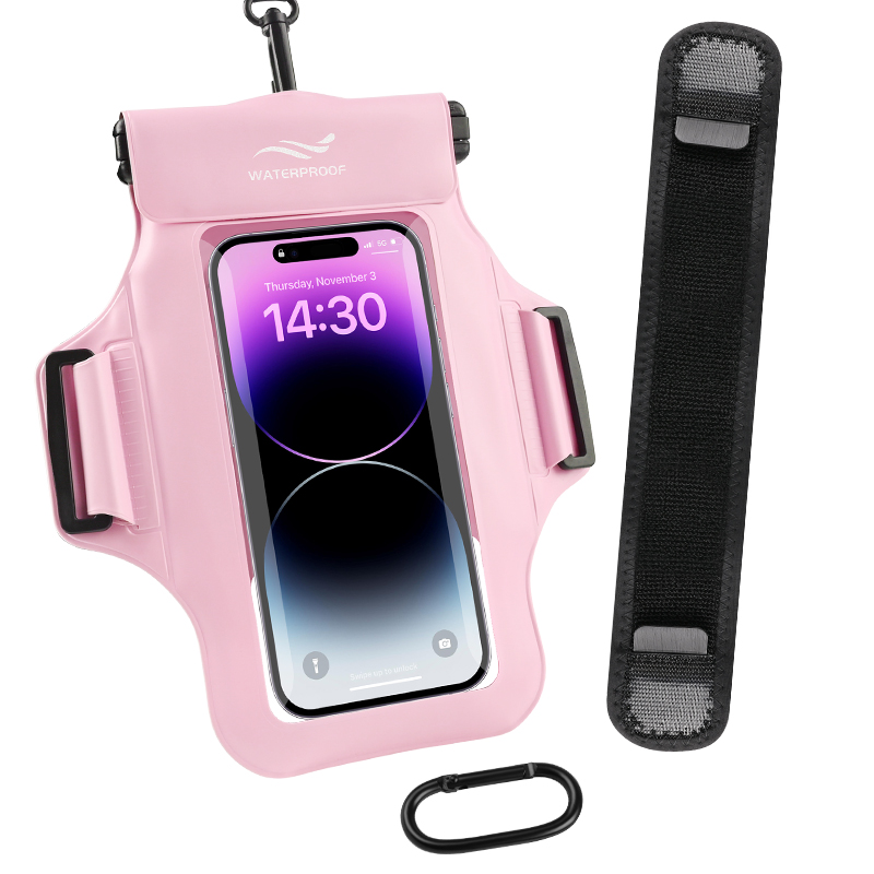 Waterproof Phone Armband Arm Phone Holder & Swimming Phone Pouch pink