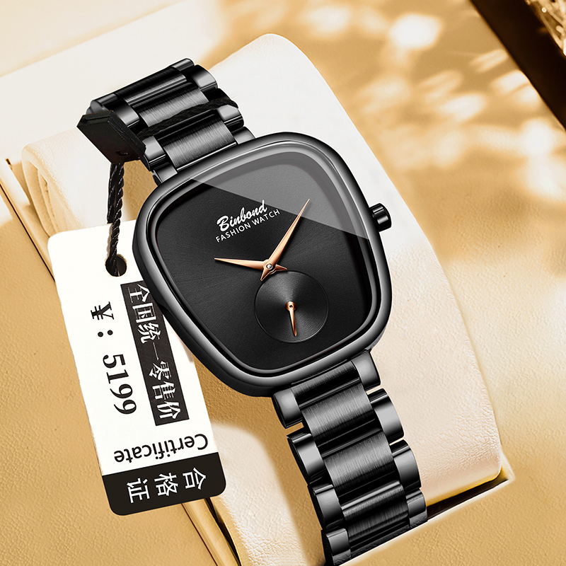 Luxury Women's Watch Stainless Steel Quartz Watch Waterproof Dress Wristwatch black
