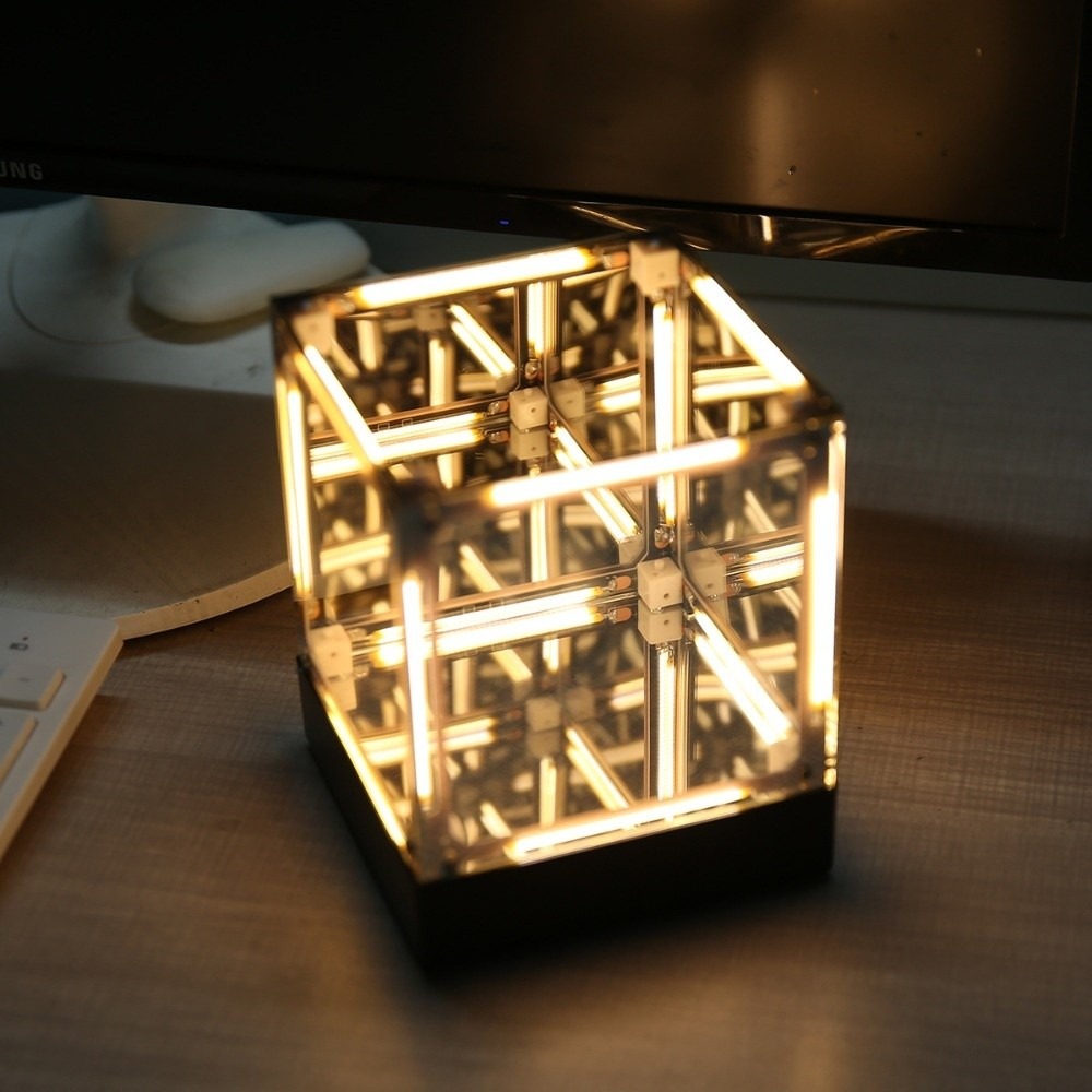 Maglev Floating Cube Lamp LED Night Light For Gaming Desk Decor square yellow