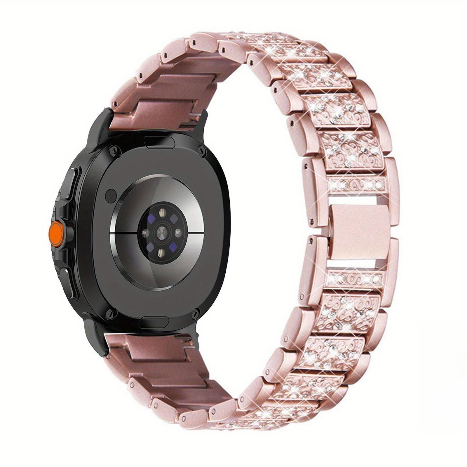 Samsung Galaxy Watch8 Classic Diamond Metal Watch Band Luxury Stainless Steel Watch Strap rose Pink