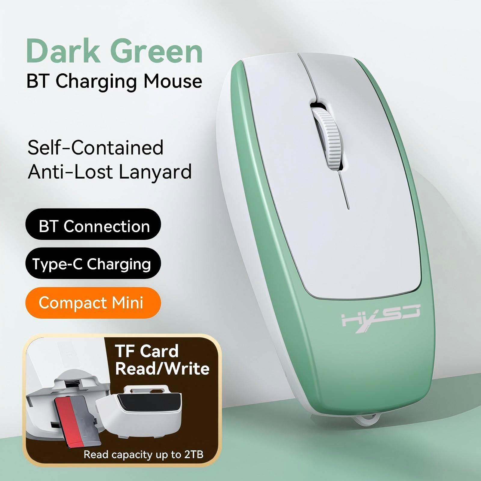 Rechargeable Bluetooth Wireless Mouse With Silent Click & Adjustable DPI For Laptop, Tablet & Phone green