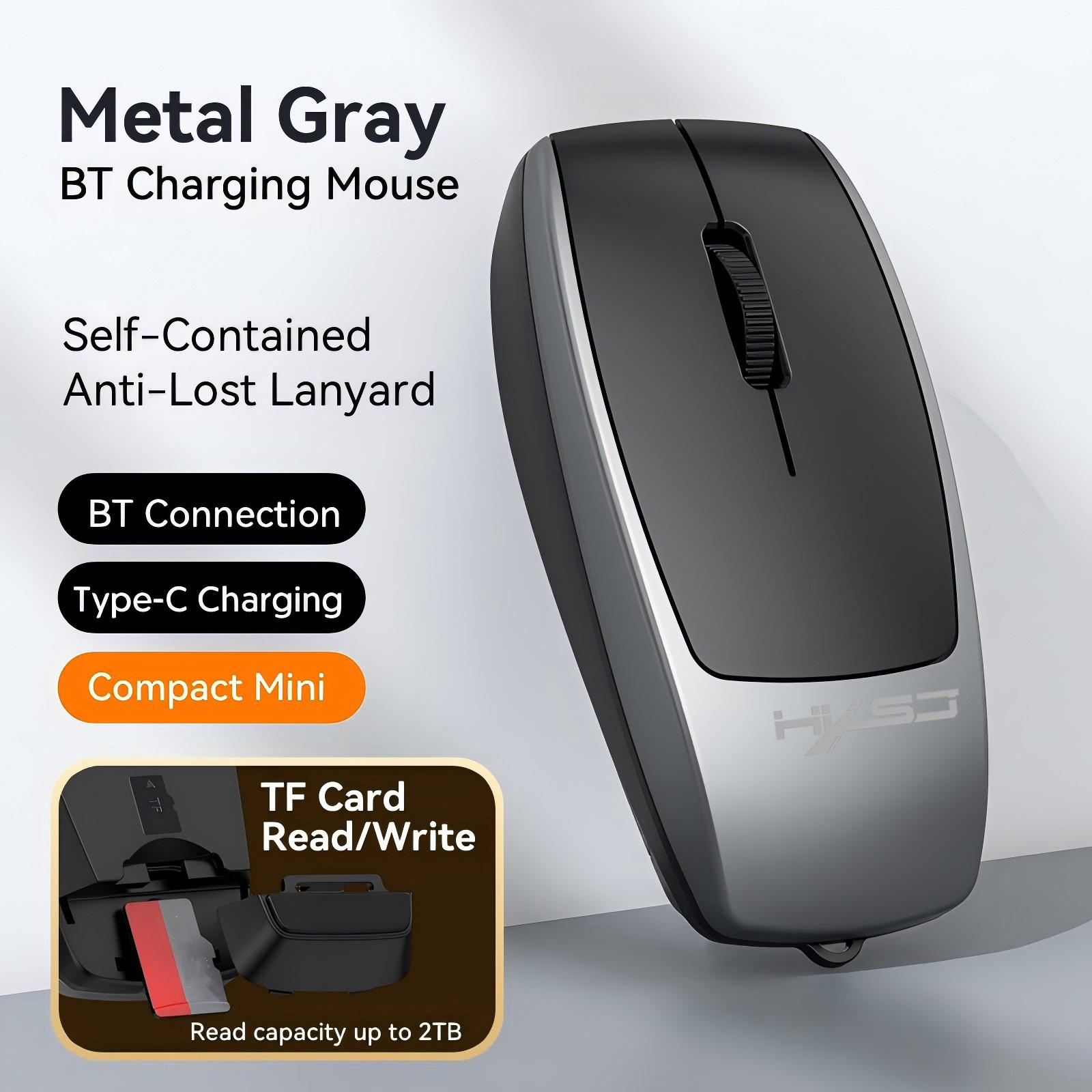 Rechargeable Bluetooth Wireless Mouse With Silent Click & Adjustable DPI For Laptop, Tablet & Phone gray