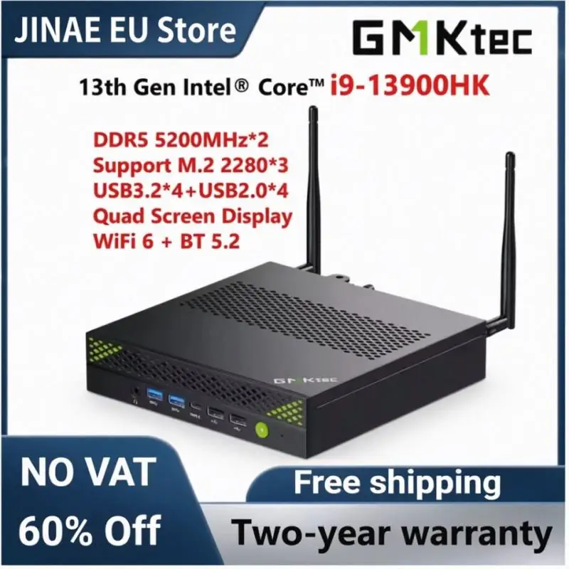 GMKtec K10 Mini-PC Intel Core i9-13900HK DDR5 PCIe 4.0 NVMe SSD WiFi 6 Bluetooth 5.2 Windows 11 Pro Gaming-Desktop-Computer
