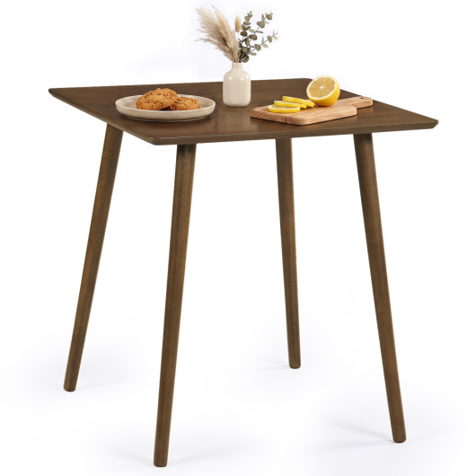 Costway 27.5 Inch Small Square Wooden Dining Table for 2-4 People Space-Saving Dining Room Table-Walnut