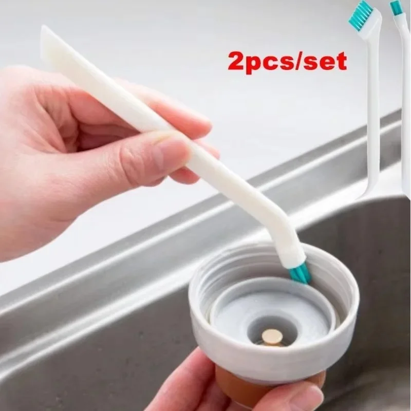 2 Pcs/Set Cleaning Narrow Brush Long Handle Portable Gap Baby Bottle Gap Cleaning Brush Household Kitchen Tool Small Brush