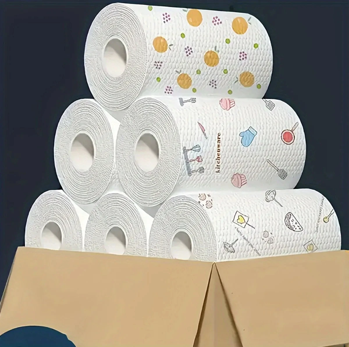50 100pcs/roll Dishcloth Absorbent Thickened Kitchen Paper Wet and dry oil-removing dishcloth for Kitchen Home Random Pattern
