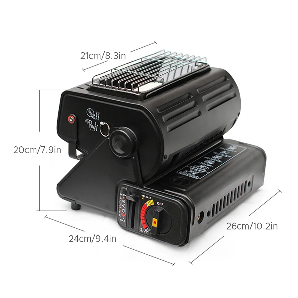 Chauffage au gaz extérieur 1300W, chauffage au gaz double usage, chauffage de camping, four à gaz portable pour le chauffage et la cuisson