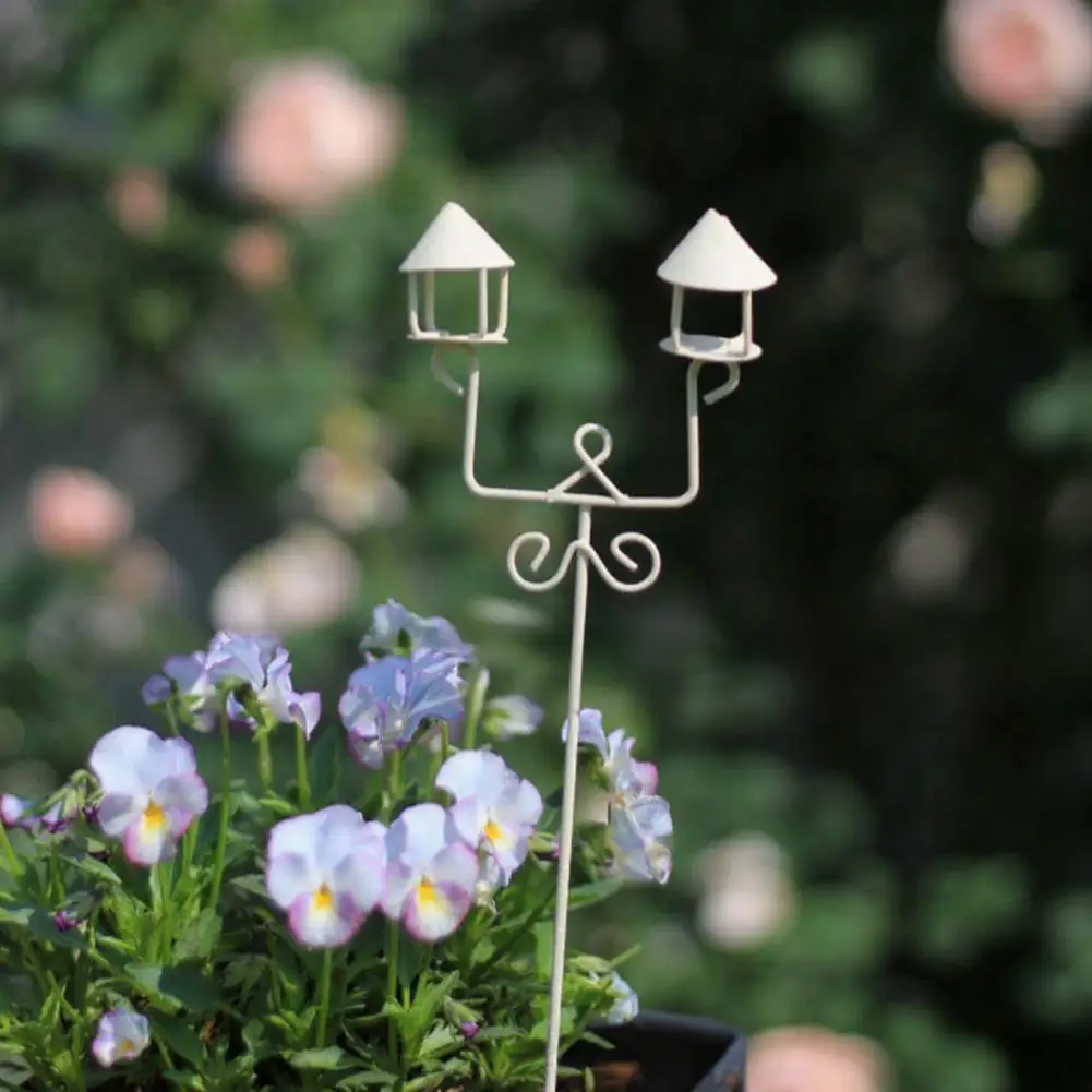 Piquets de jardin décoratifs en métal avec design de lampadaire, jolies statues de jardin, ornements de jardin décoratifs, piquets de jardin décoratifs pour pots de fleurs