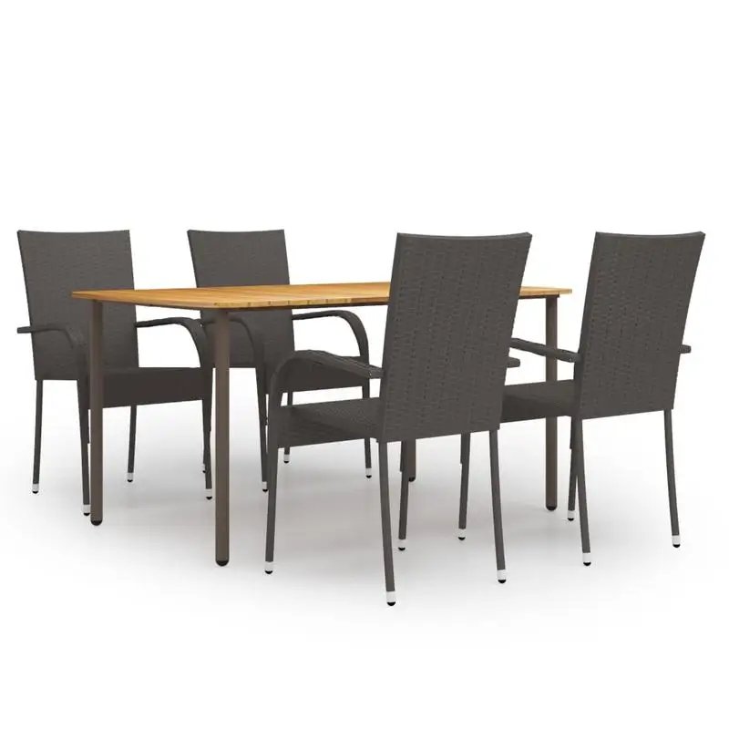 vidaXL Ensemble de salle à manger de jardin en résine tressée marron, 5 pièces, pour patio, jardin, meubles de jardin