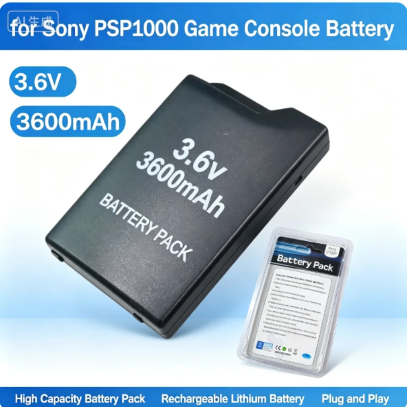 3.6V 3600mAh Battery for Sony PSP1000 PSP-110 Game Console Built-in Host Battery Lithium Cell PlayStation Portable Gamepad