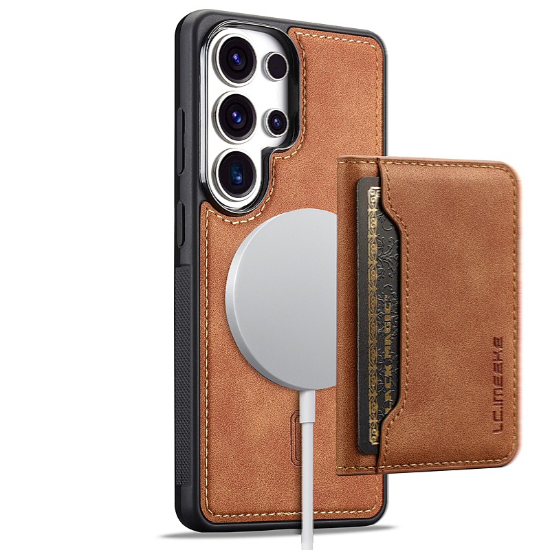 MagSafe-Compatible Detachable Wallet Case for Samsung Galaxy S26 Ultra Plus, S25, S24, S23 and S22 Series, 2-in-1 Leather Card Holder with Cash Pocket, Magnetic Kickstand and Protective Phone Cover