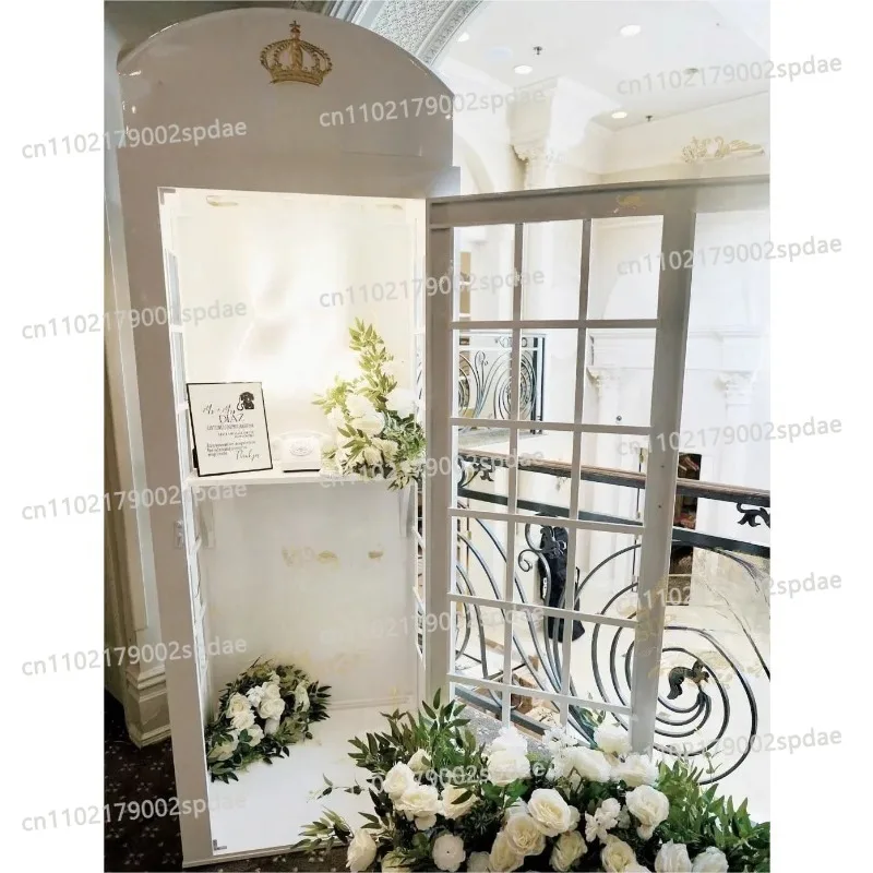 White Metal Phone Booth Wedding Event Party Decoration Phone Booth Vintage Outdoor Antique London British