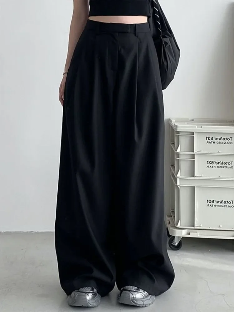 Pantalon surdimensionné noir imbibé pour femme, salle de bain, salle de bain, salle de bain, salle de bain, salle de bain, salle de bain, MERCEDES U Y2K, Vintage, Baggy, mode coréenne, fjHarajuku,
