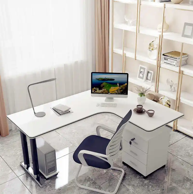 # L-förmiger Schreibtisch in Gewerbequalität, Computertisch, Einfacher Moderner Eckschreibtisch für Schlafzimmer, Zuhause, Studenten, Studier-Ecktisch