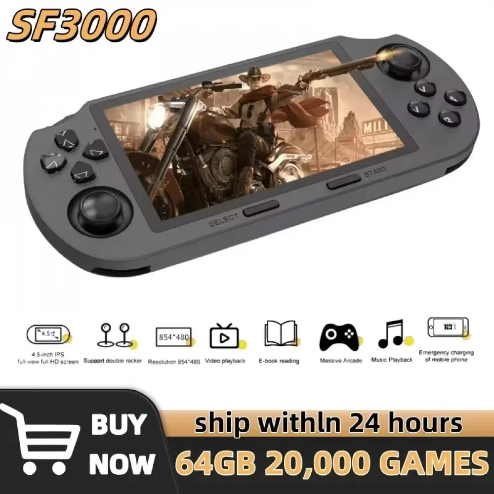New SF3500 Retro Handheld Video Game Console Linux System 5.0 Inch 854*480 IPS Screen 3000mAh Portable Pocket Video Player Games