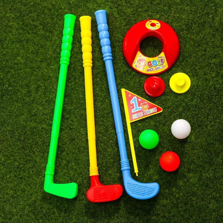 Children Golf Set: 9Pcs Kids Golf Sports Set, Kids Golf Clubs Indoor and Outdoor Golf Set for Boys and Girls, Random Color