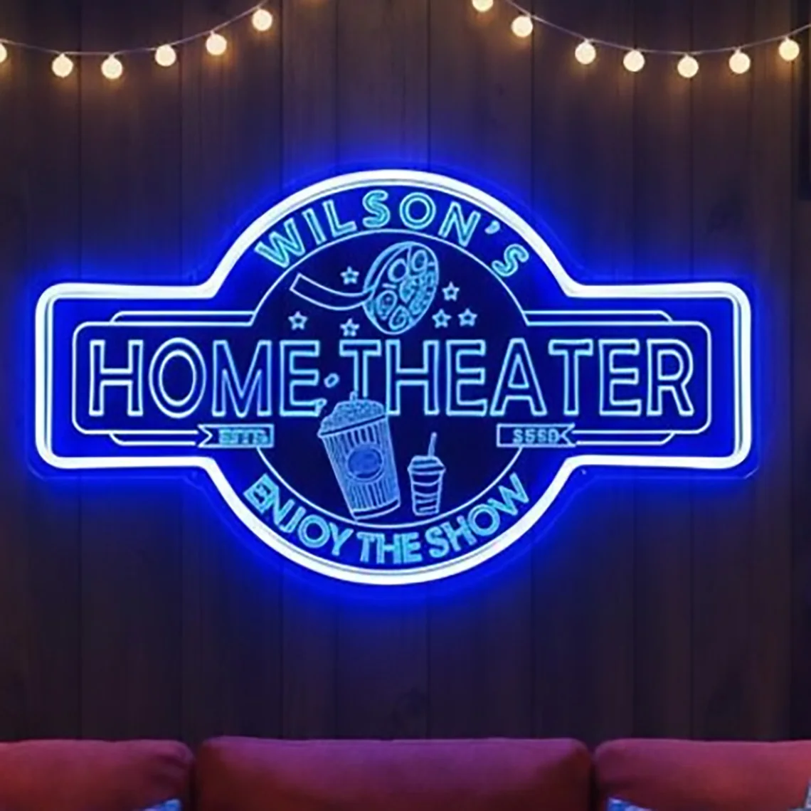 Enseigne néon personnalisée pour home cinéma, décoration de cinéma sur mesure, enseigne avec votre nom, décoration murale pour salle de cinéma