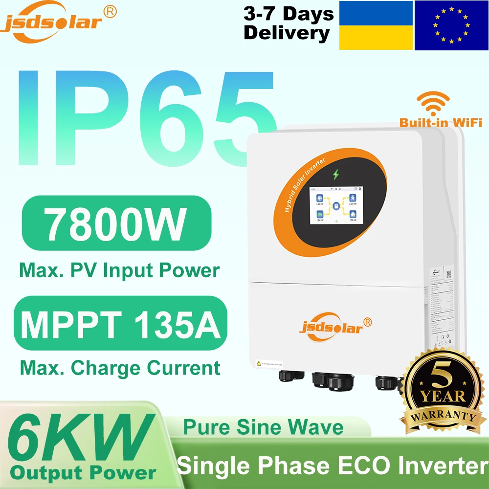 Onduleur solaire hybride jsdsolar 6kW 48V pour stockage d