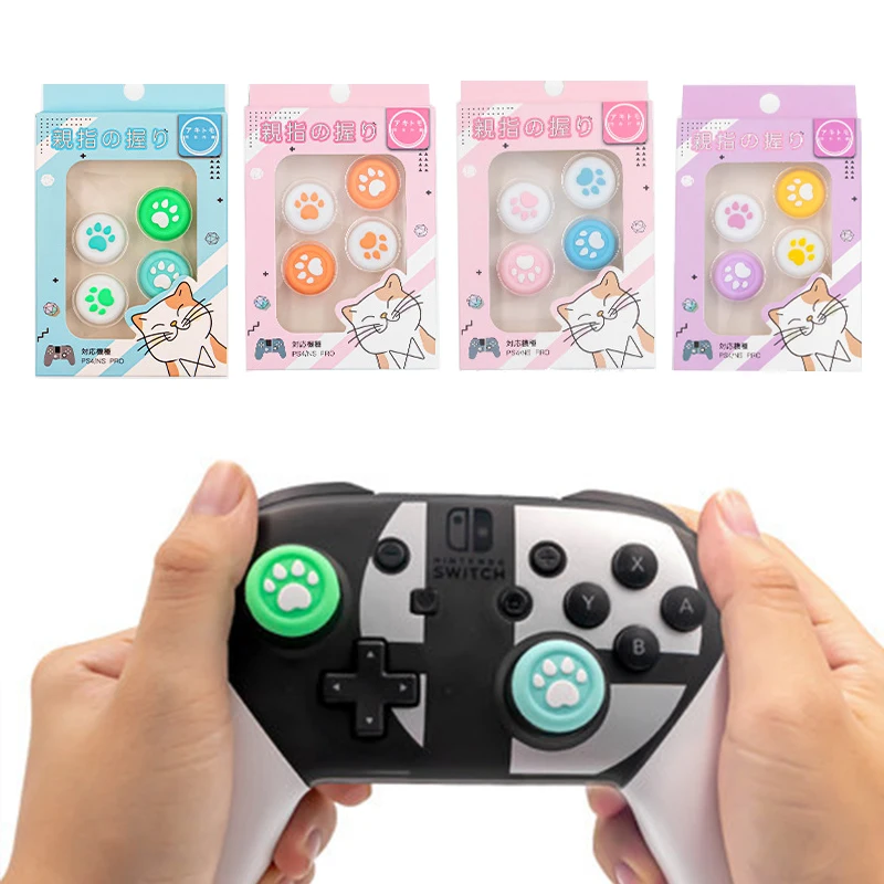 Thumb Stick Grip Cat Paw Button Caps Joystick Cover For Sony Playstation PS5 4/3 PS4/PS3/Xbox 360 One/Switch Pro Controller Case