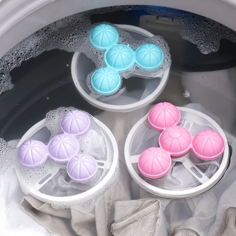 3Pcs Random color Washing Machine Floating Lint Catcher Reusable Hair Filter Ball Laundry Lint Remover Tool for Washing Machines