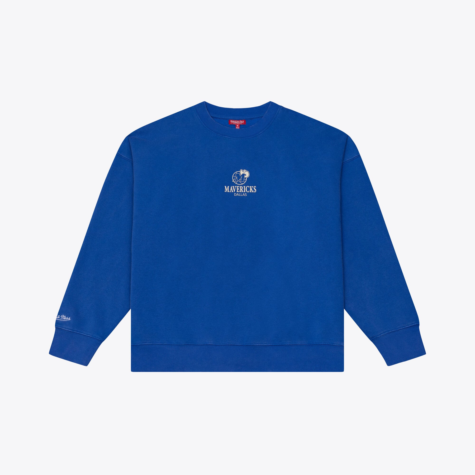 Mitchell & Ness Damen-Fleece-Sweatshirt in Blau mit Dallas Mavericks Core Essentials Micro-Logo