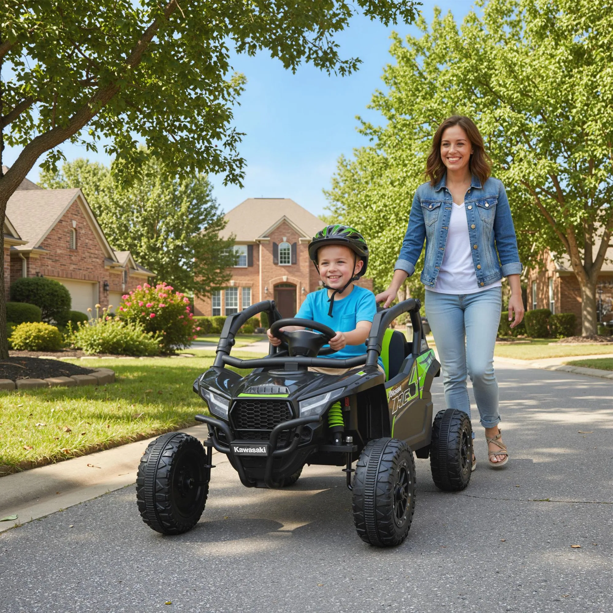 Voiture électrique pour enfants 12 V avec 2 moteurs 25 W Télécommande 2,4 Ghz 100 x 64 x 56 cm Noir, Voiture jouet pour enfants, Voiture jouet électrique, Poussette électrique, Voiture jouet porteur