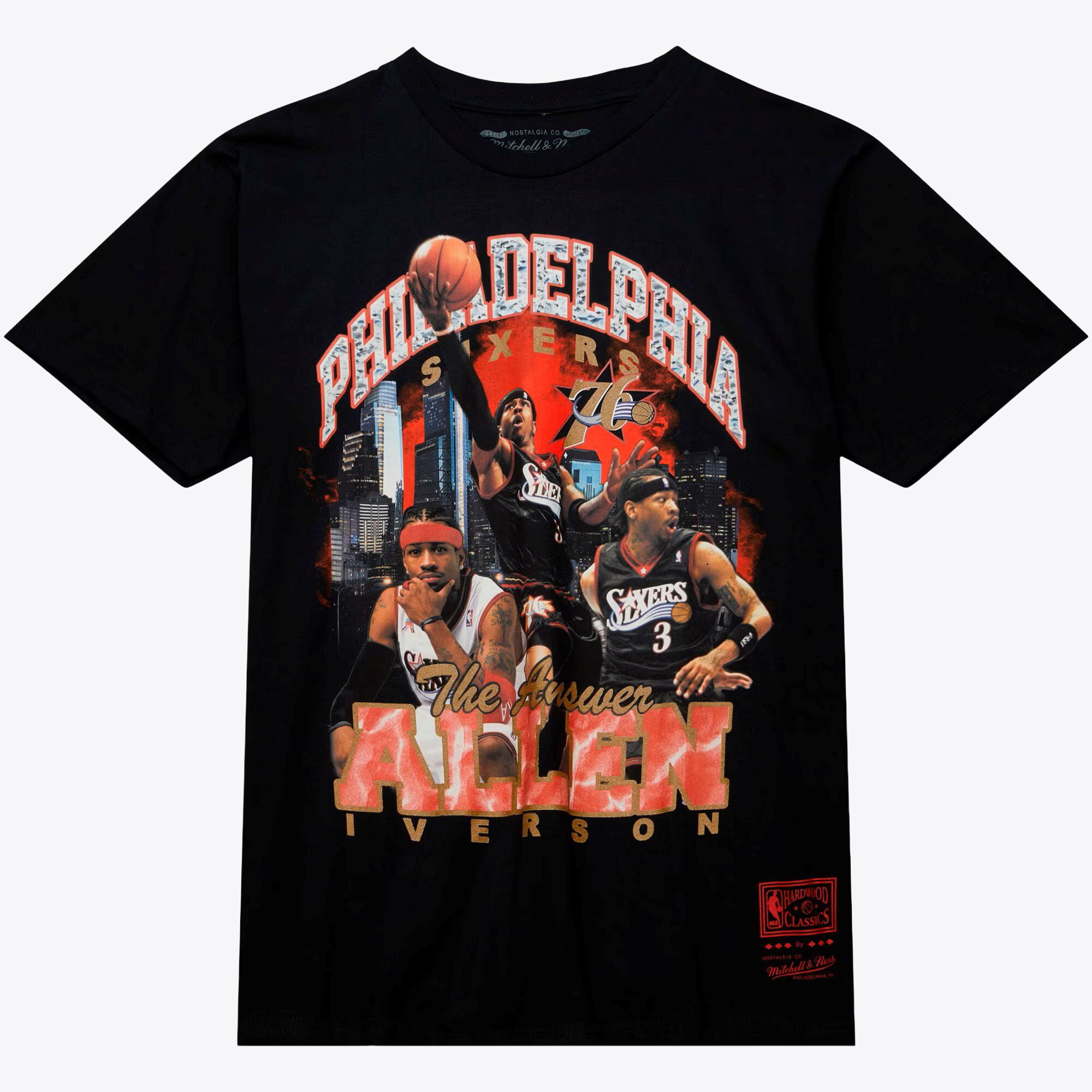 Philadelphia 76ers Mitchell & Ness Allen Iverson Bling Hardwood Classics T-Shirt - Schwarz - Herren