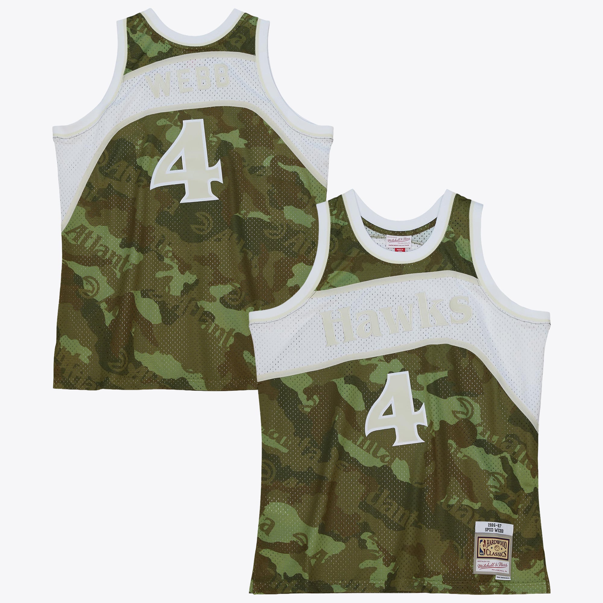 Atlanta Hawks Mitchell & Ness Spud Webb 1986 Maillot Swingman Ghost Camo – Vert - Homme Taille: S