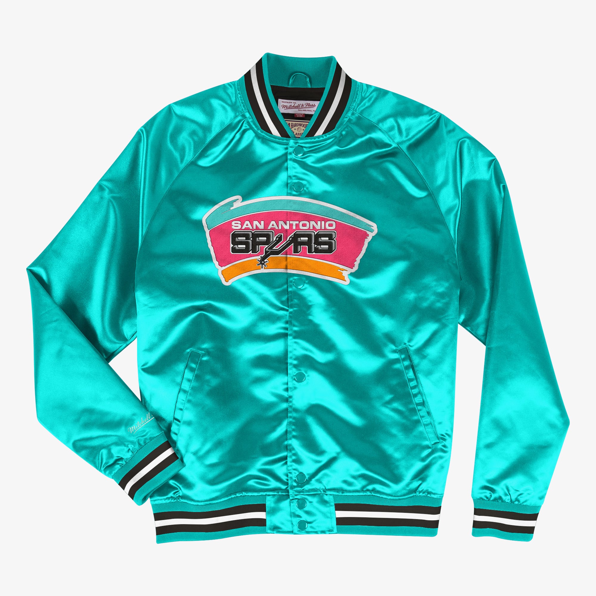 San Antonio Spurs Mitchell & Ness Leichte Satinjacke – Blaugrün – Herren