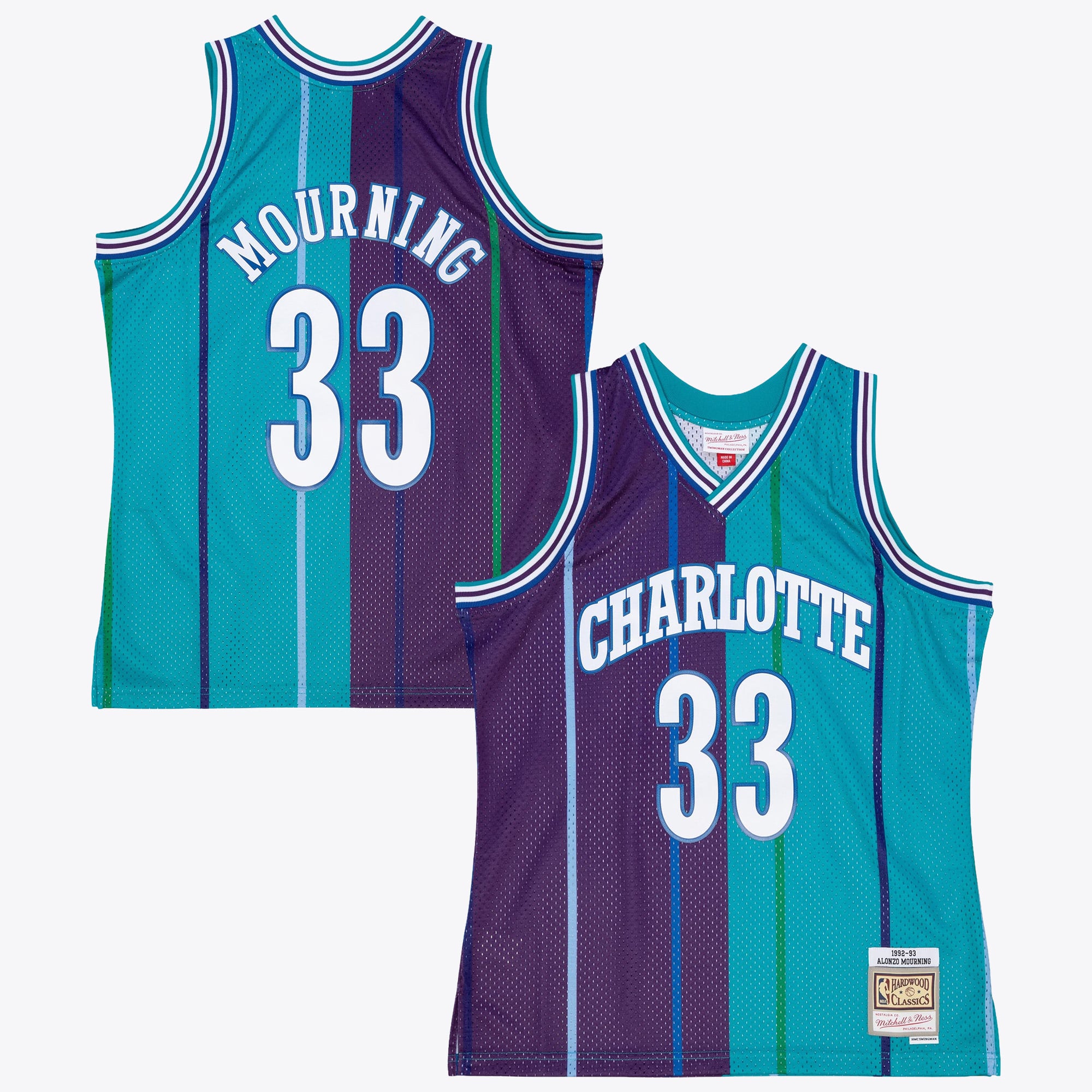 Charlotte Hornets Mitchell & Ness Alonzo Mourning 1994 Maillot Swingman Split - Homme Taille: M